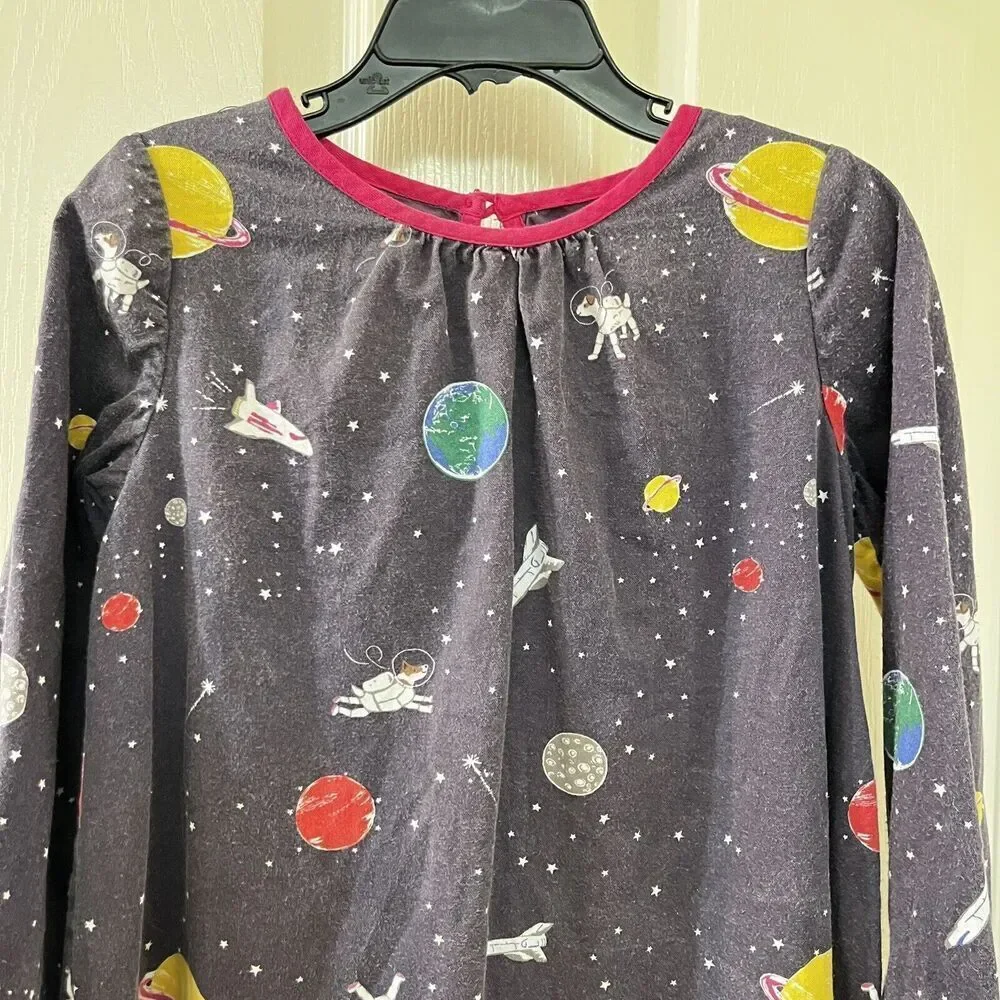 Mini Boden Sprout in Space Tunic Dress Space Dogs Planets Girls Size 5-6